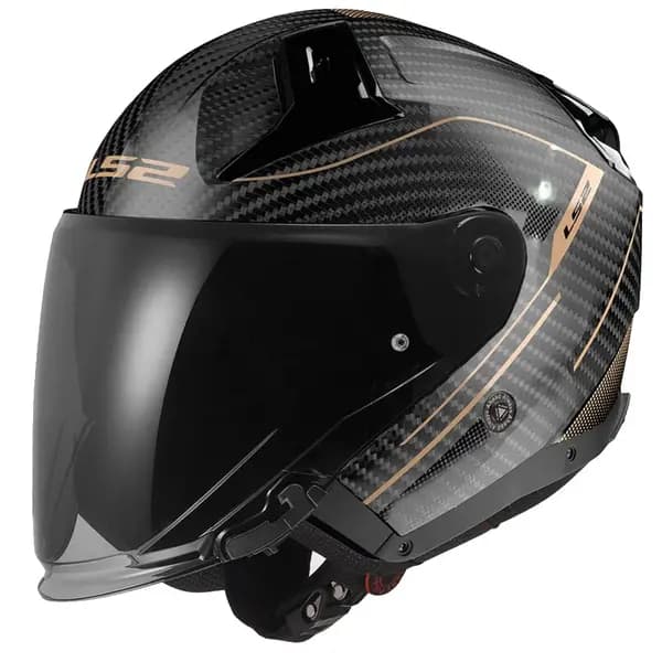 Image of LS2 OF603 Infinity II Carbon Counter Antique Gold Jet Helmet Size XL