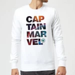 Image of Captain Marvel Space Text Sweatshirt - White - XL