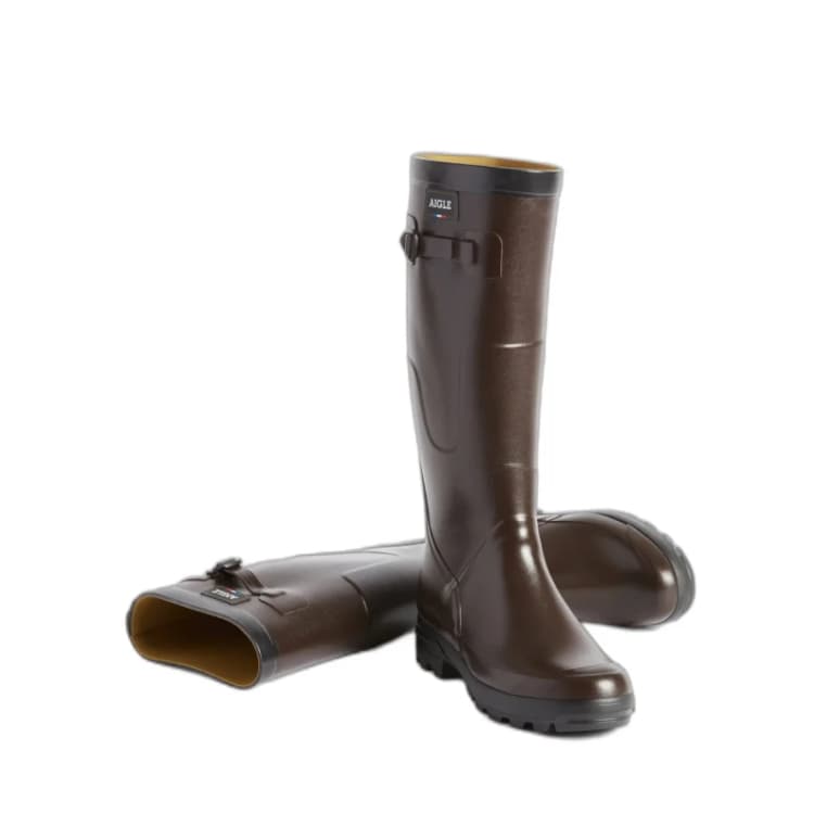 Image of Aigle Benyl M Rubber Womens Calf Length Boots - Brown - Size:UK 4