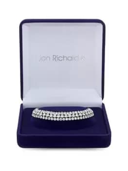 Image of Jon Richard Silver Plated Multi Row Crystal Tennis Bracelet - Gift Boxed