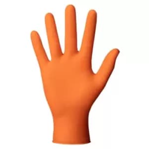 Image of Mercator Ideall Grip Orange Size M Diamond Texture Nitrile Disposable Gloves - 1