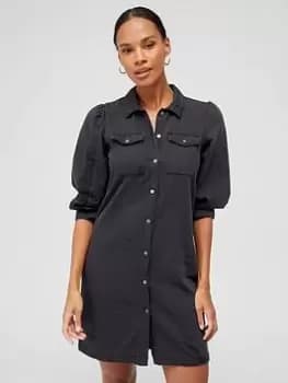 Image of Only Denim Shirt Dress - Washed Black Size M Women