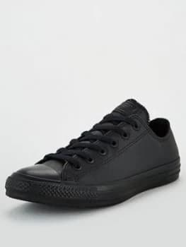 Image of Converse Chuck Taylor All Star Leather Ox, Black, Size 10.5, Men