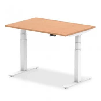 Image of Trexus Sit Stand Desk Height-adjustable White Leg Frame 1200800mm Oak