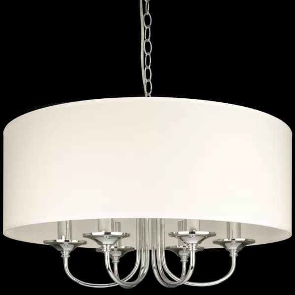 Image of Abu Dhabi 6 Light Cylindrical Pendant Ceiling Light Silver, E14