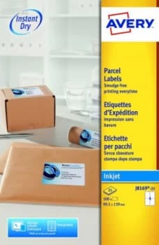 Image of Avery Inkjet Add Labels 99x139mm J8169-25 4 p/sheet PK100