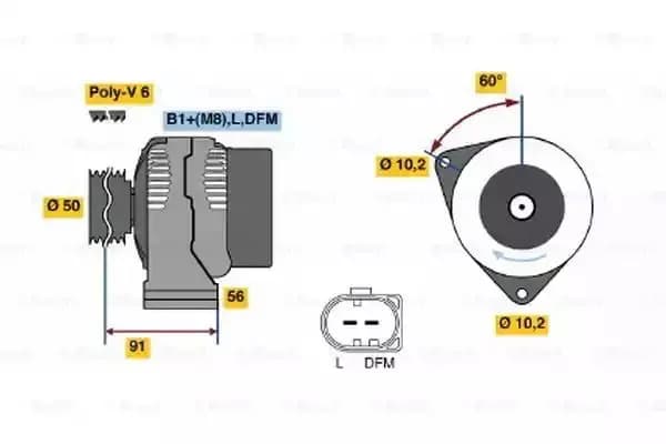 Image of Bosch 0986047550 Alternator 4755 150 A 14 V BOSCHALTERNATOR-0986047550