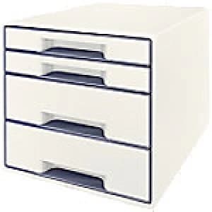 Image of Leitz Desk Drawer Unit WOW Cube Plastic White, Grey 28.7 x 36.3 x 27 cm