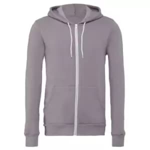 Image of Canvas Unixex Zip-up Polycotton Fleece Hooded Sweatshirt / Hoodie (XS) (Storm Grey)
