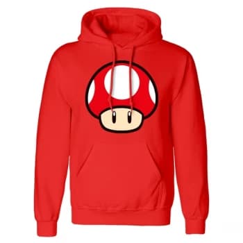 Image of Super Mario - Power Up Mushroom Unisex Large Hooded Sweatshirt Pullover - Red
