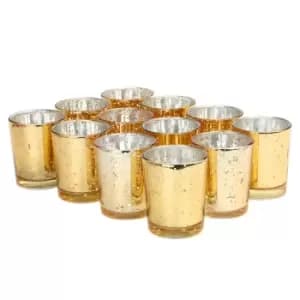 Image of Speckled Tea Light Holders - Set of 12 Gold M&W