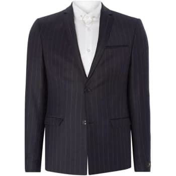 Image of Label Lab Zepplin SB2 Flannel Stripe Skinny Suit Jacket - Navy