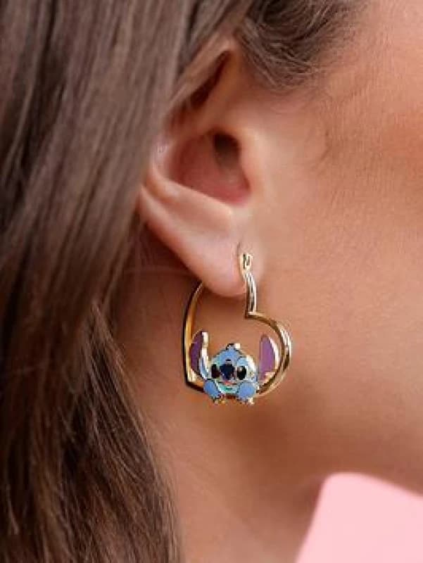 Image of Stitch Love Heart Huggie Earrings