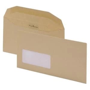 Image of Postmaster Envelopes Wallet Gummed with Window 80gsm Manilla DL Pack 500