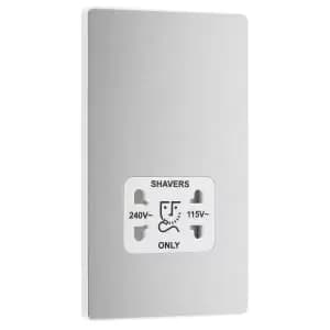 Image of BG Evolve Brushed Steel Dual Voltage Shaver Socket - 115 / 240V
