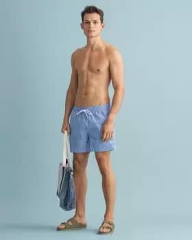 Image of GANT Men Classic Fit Seersucker Swim Shorts (4XL) Blue