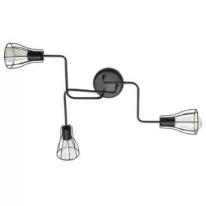 Image of Tube Multi Arm Semi Flush Ceiling Light Black 82cm