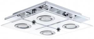 Image of Eglo Cabo Small 4 Light Glass Shade Ceiling Light - Chrome