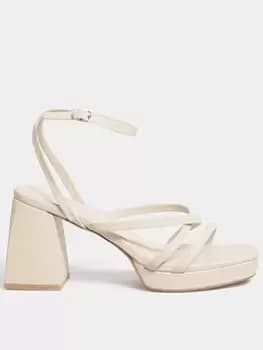 Image of Yours Yours Extra Wide Fit Chunky Platform Strappy Sandal White, Size 9Eee, Women
