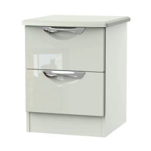Image of Indices 2-Drawer Bedside Cabinet - White/Grey