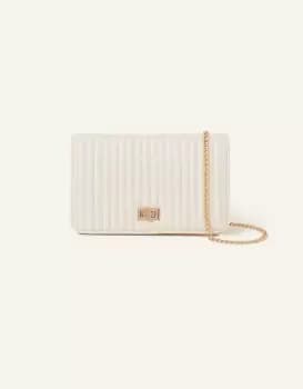 Image of Accessorize Womens Cream Quilted Chain Shoulder Bag, Size: 22x14cm
