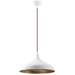Image of Cristal Model 23 Deco White Dome Pendant Lamp Golden Interior