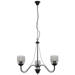 Image of Allena Multi Arm Pendant Ceiling Light Black, Smokey 50cm