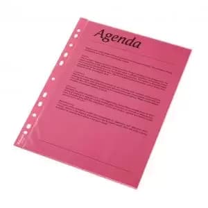 Image of Esselte Quality Punched Pocket, Transparent, Matte, Red, 55 Micron