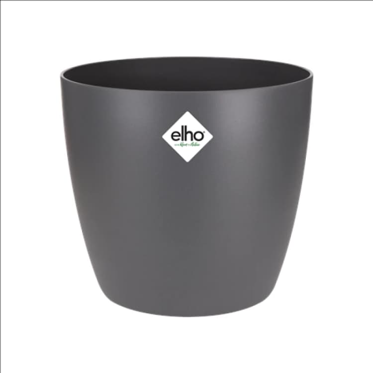 Image of Elho Brussels 22cm Round Plastic Indoor Plant Pot - Anthracite