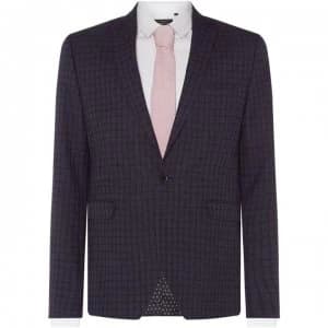Image of Label Lab Lennox Skinny Fit Check Lurex Suit Jacket - Navy