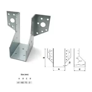 Image of Moderix - Jiffy Timber Joist Hangers Decking Lofts Roofing Zinc Packs - Size 41x100x75x2mm - Pack of 20