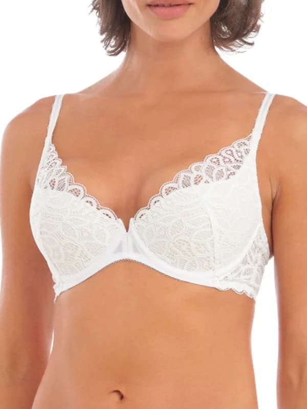 Image of Wacoal Womens Raffine Plunge Bra in White Size: 32D White Female 32D
