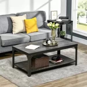 Image of Homcom Rustic Coffee Table 2-tier Centre Table W/ Storage And Steel Frame