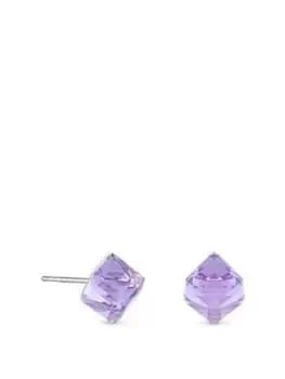 Image of Simply Silver Sterling Silver 925 Blue Cube Stud Earrings, Silver, Women