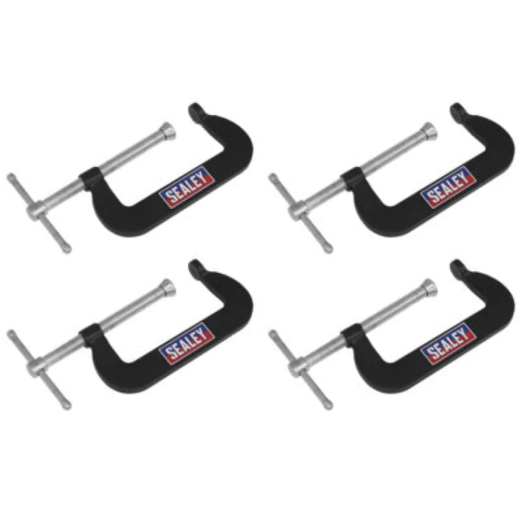 Image of Sealey 4 Piece Junior G Clamp Set GCC02 Clamp Capacity (Length): 76mm