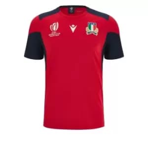 Image of Macron Italy Rugby Training Shirt 2023 2024 Adults - Red