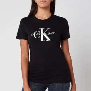 Image of Calvin Klein Jeans Womens Monogram Logo Regular Fit T-Shirt - CK Black - XS