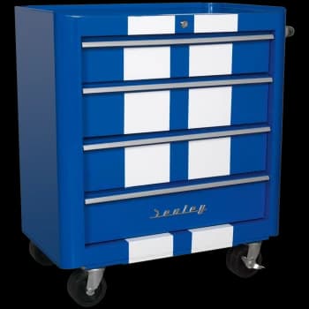 Image of Sealey Retro Style 4 Drawer Roll Cabinet Blue / White