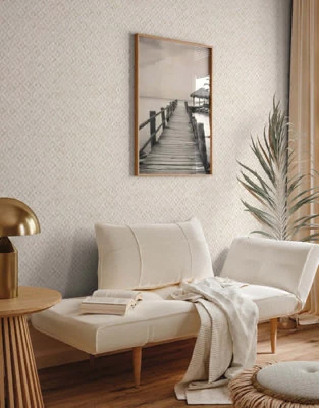 Image of As Creation Bricoflor Non-Woven Wallpaper, Geometric Wallpaper In Gold, White - 10,05 X 0,53 M