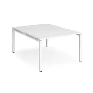 Image of Bench Desk 2 Person Starter Rectangular Desks 1200mm White Tops With White Frames 1600mm Depth Adapt