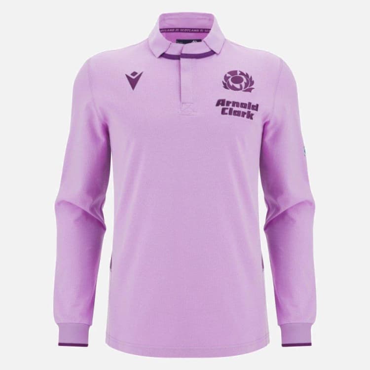 Image of Macron Scottish Rugby World Cup Long Sleeve Away Shirt 2025 Adults Pink male Medium