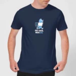 Image of Plain Lazy Anti-Social Media Mens T-Shirt - Navy - L