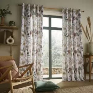 Image of Voyage Maison Oceania Sandstone 168cm x 229cm (66"x90") Fully Lined Eyelet Ring Top Curtain Pair - Multicoloured