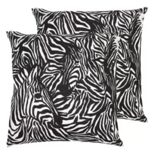 Image of Furn. Hidden Zebra Twin Pack Polyester Filled Cushions Black