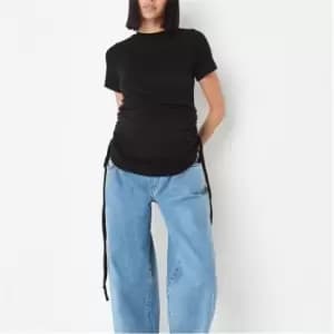 Image of Missguided Maternity Ruched Side T Shirt - Black