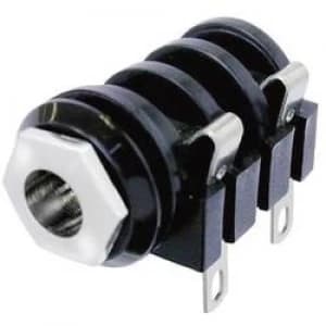 Image of 6.35mm audio jack Socket horizontal mount Number of pins 2 Mono Black Neutrik NMJ4HC S