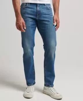 Image of Superdry Mens Organic Cotton Slim Straight Jeans Blue / Mercer Mid Blue - Size: 30/30