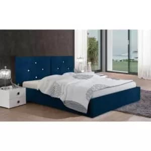 Image of Cubana Bed Double Plush Velvet Blue