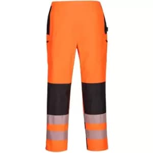 Image of Oxford Weave 300D Class 2 PW3 Hi Vis Womens Waterproof Rain Trousers Orange / Black L 31"