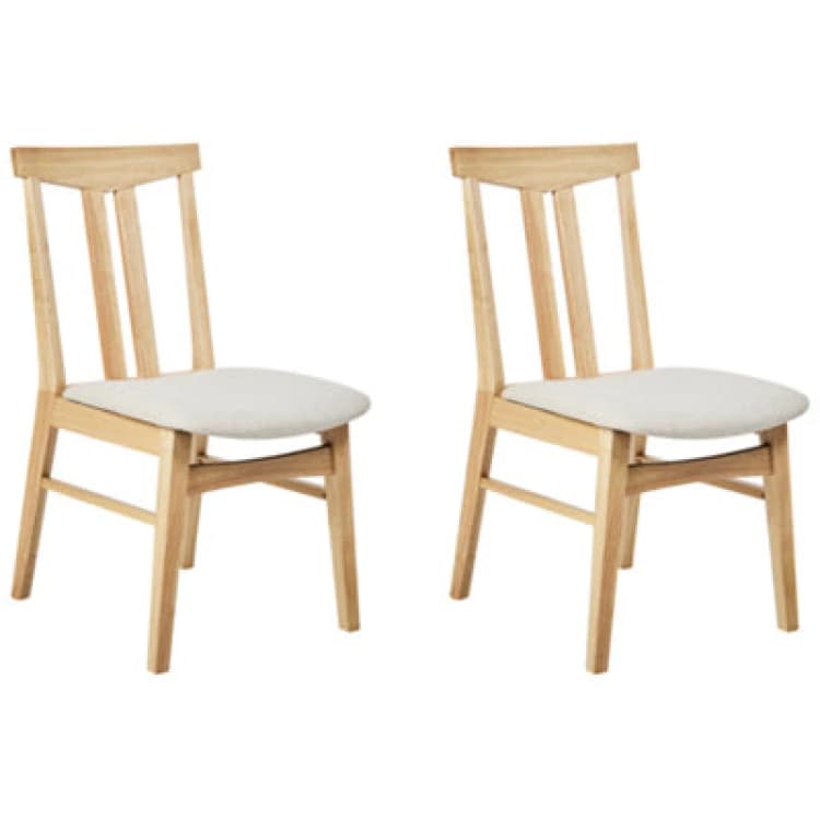 Image of Beliani Set Of 2 Dining Chairs Avalon Wood Light Beige
